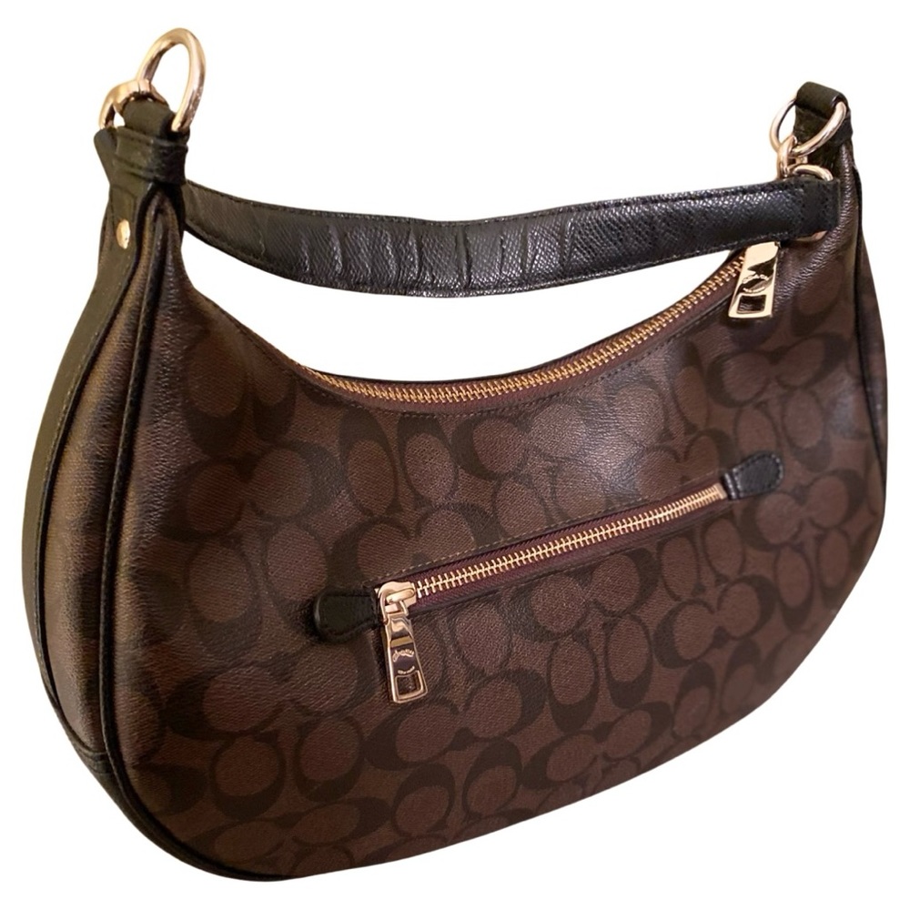 Coach Harley East West Hobo Shoulder Bag Signature Black Brown Gold F38267 - Picture 9 of 16